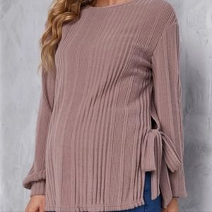 Maternity Split Knot Side Rib-knit Tee